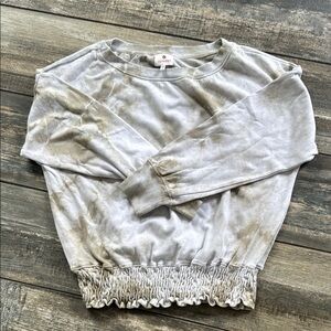 Sundry Light Gray Tie-Dye Top